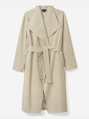 NOIZE NWT Rose Cream Belted Wrap Trench Coat In Sand Size L